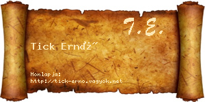 Tick Ernő névjegykártya